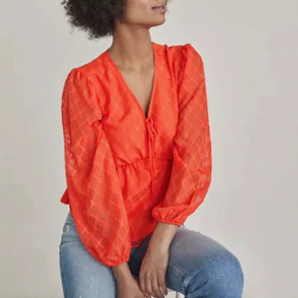 💚5 for $25 Elizabeth and James Knot-Front Peplum Blouse Women’s Size Large